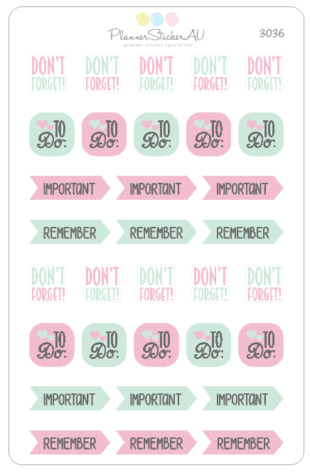 Reminders | 3036 – Planner Sticker AU