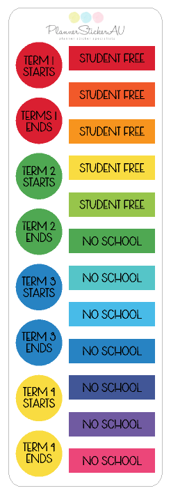 Mini Sheet | School Terms Dots | 38 Colour Options | 9209 – Planner ...