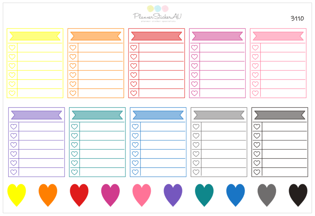 Bright Checklist Full Box - Blank Checklist | Bright | 3110 – Planner Sticker AU