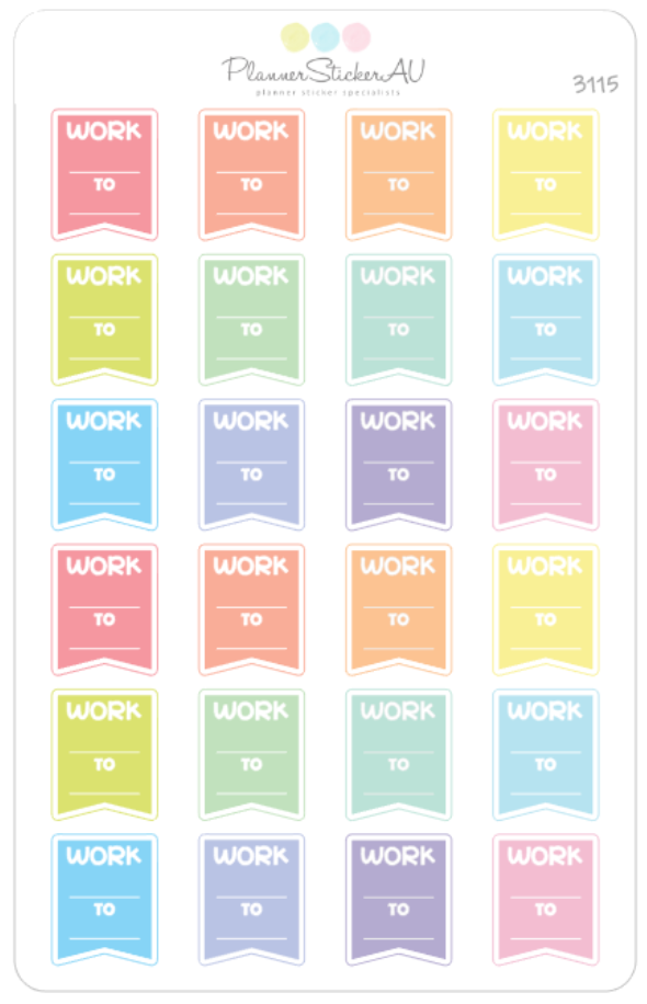 Work Shift Sticker Work | Shift Tab | 3115 – Planner Sticker AU
