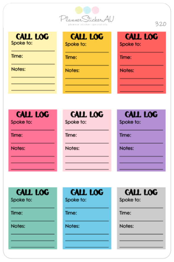Call Log | 320 – Planner Sticker AU