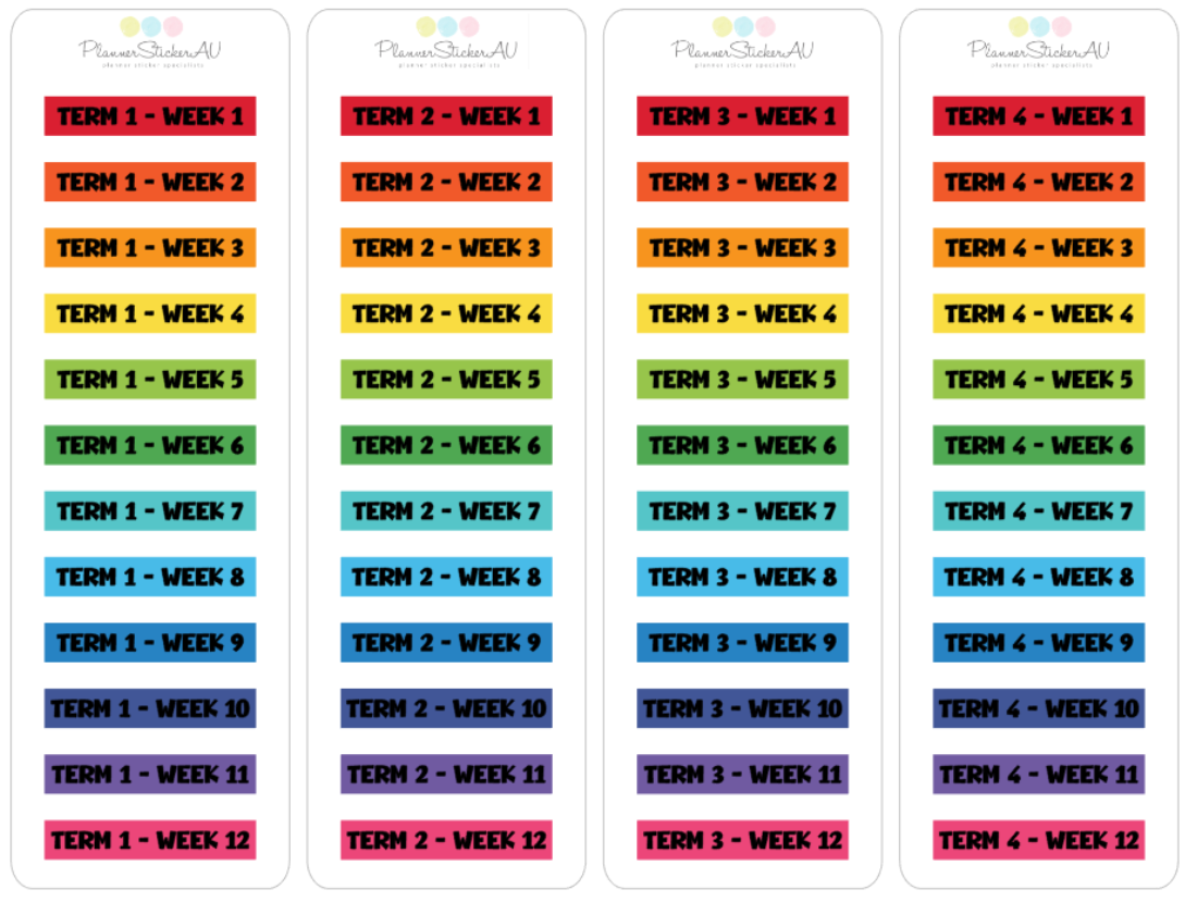 Headers | School Terms & Weeks | 5052 – Planner Sticker AU