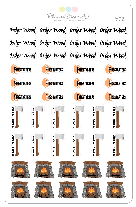 Fireplace - Wood | 802 – Planner Sticker AU
