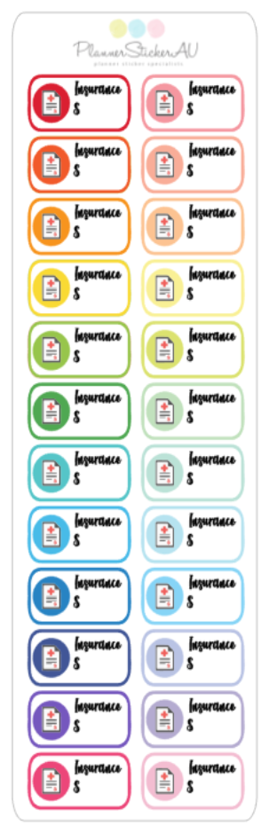 Insurance Chart Stickers Mini Sheet | Health Insurance | 9308 – Planner Sticker AU