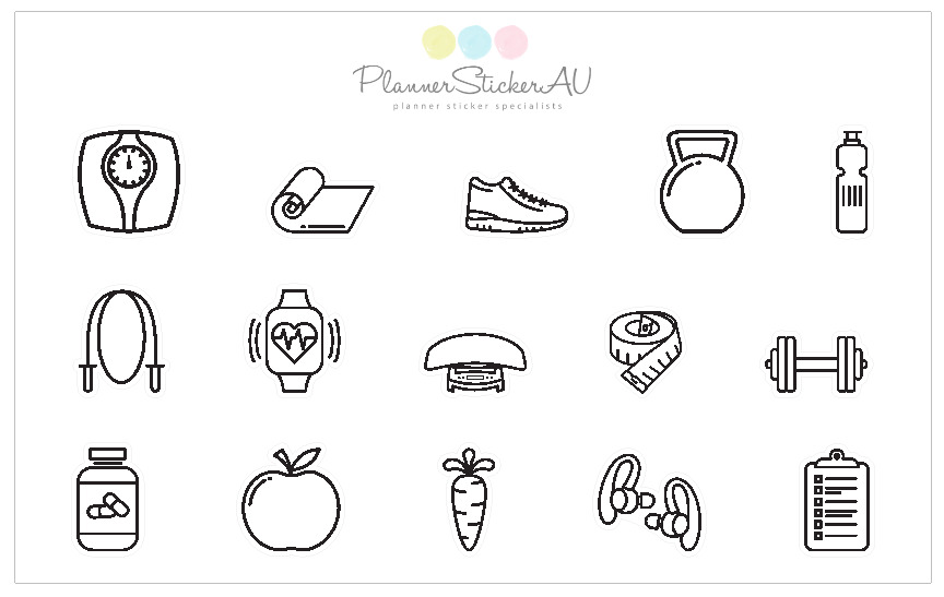 Simple Health Sticker Tiny Stickers | Health Icons | Foil Options – Planner Sticker AU
